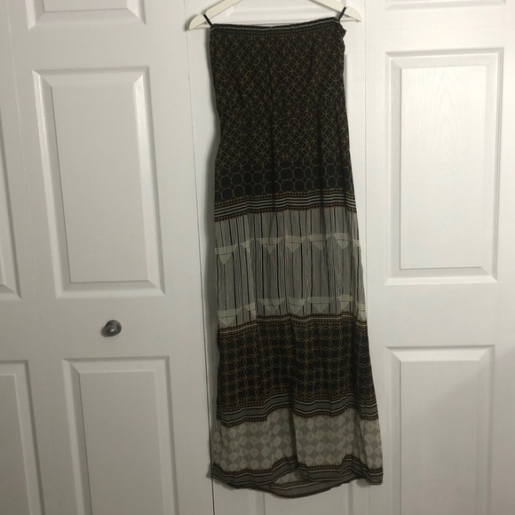 🖤 M 🖤 NWT Maxi Dress Geometric Pattern Art Deco Tube Top​ - Picture 2 of 6